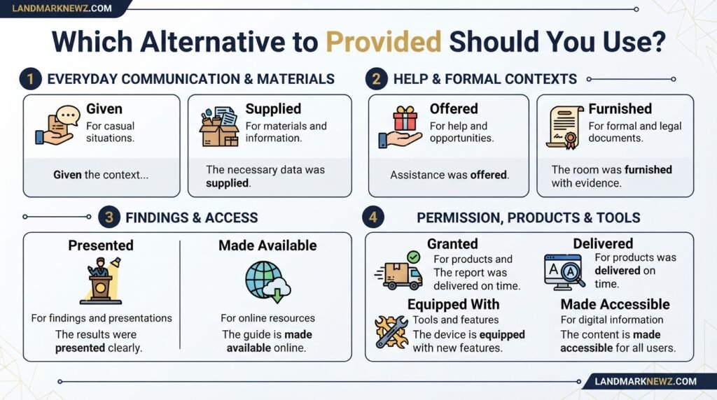 Context guide showing when to use different alternatives to provided