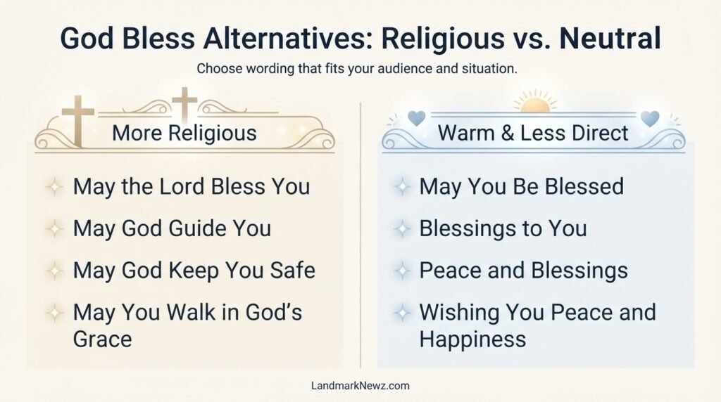 Comparison of religious and neutral alternatives to saying God bless