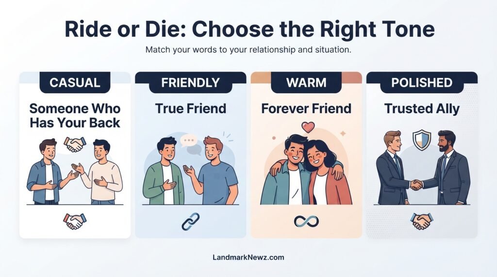 Casual and polished alternatives to the phrase ride or die