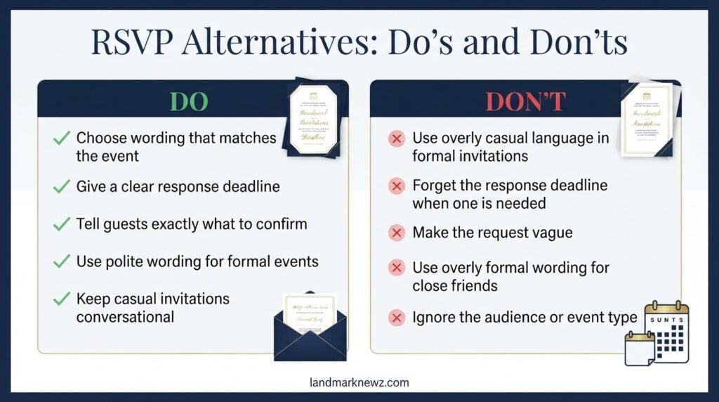 RSVP alternatives do’s and don’ts for formal and casual invitations