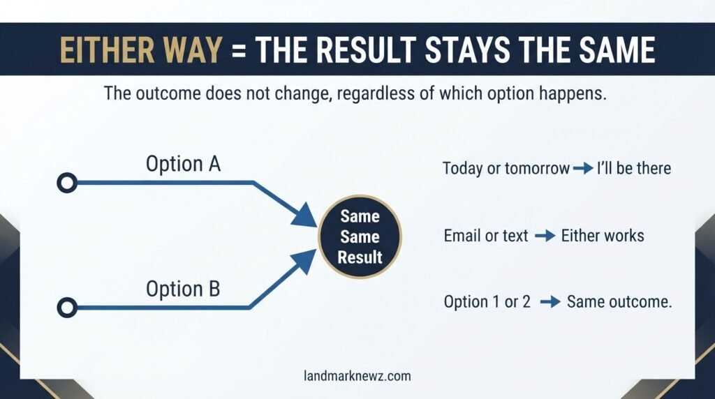 What does either way mean infographic showing two options leading to the same result