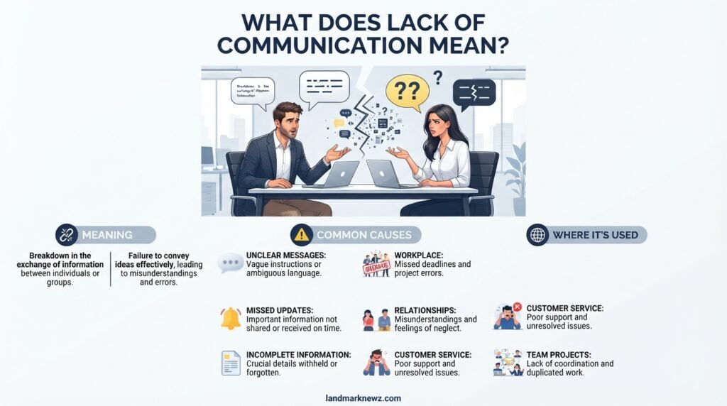 What lack of communication means in workplace and everyday situations