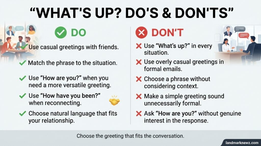 Dos and don'ts for using what's up and similar greetings