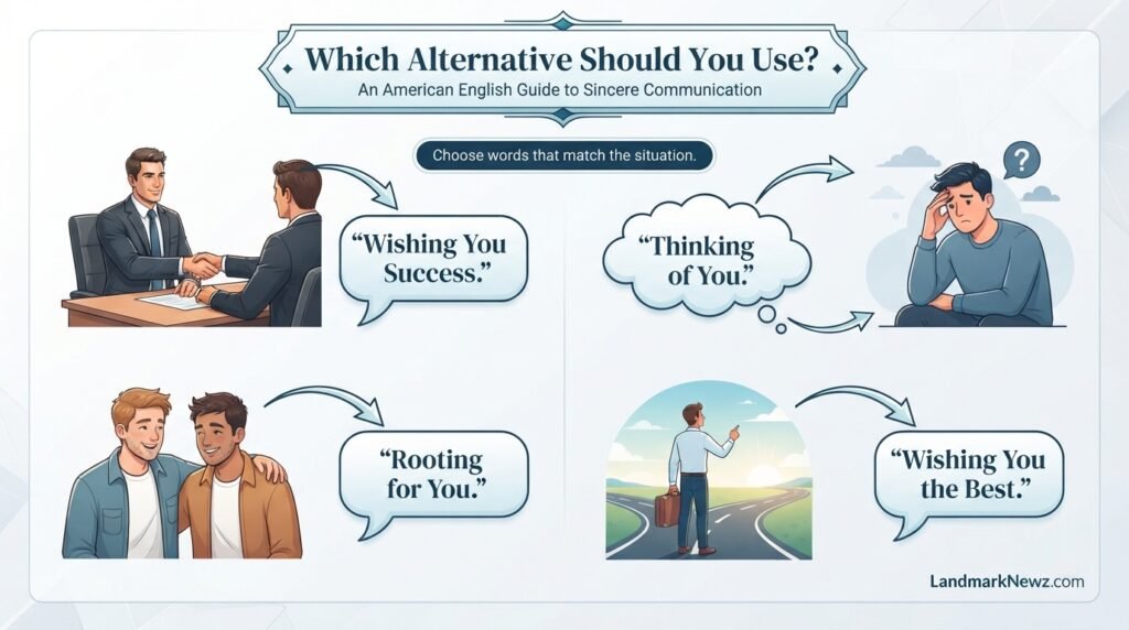 When to use different alternatives to sending good vibes in professional and personal situations