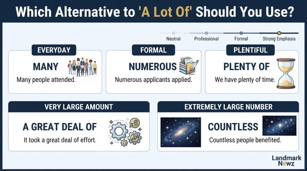 Guide showing which alternative to a lot of to use in different situations