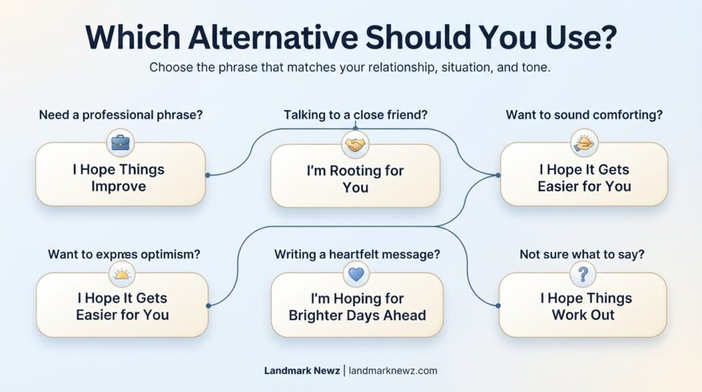 Flowchart showing which alternative to I hope things get better to use