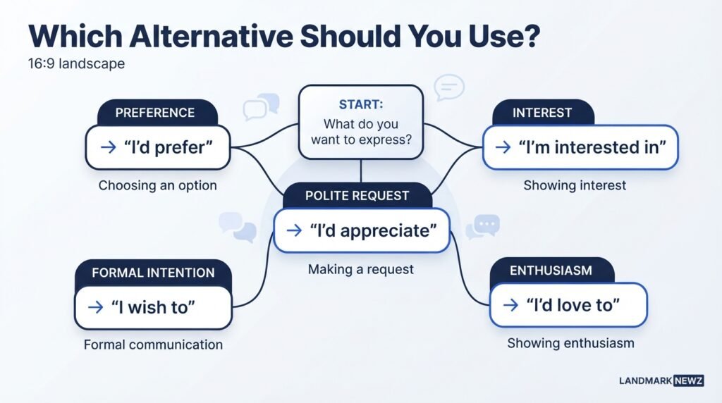 Decision guide showing which alternative to I would like to use