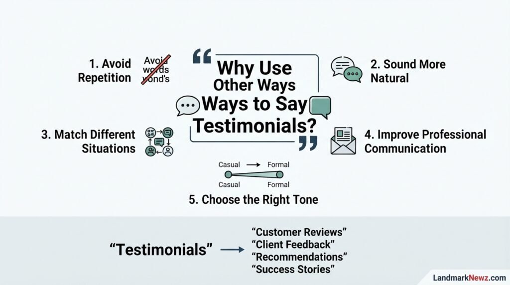 Benefits of using different ways to say testimonials in professional writing
