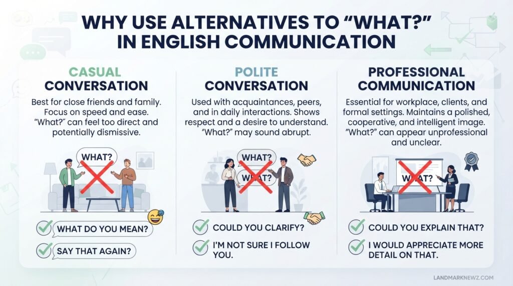 Why use alternatives to what in casual polite and professional communication